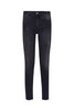 Jeans skinny bottom up in denim nero di cotone stretch con strass