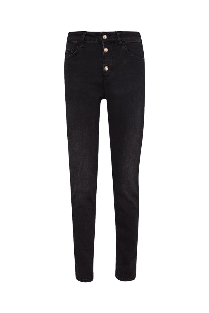 LIU JO Jeans skinny in denim nero di cotone stretch con bottoni - Mancinelli 1954