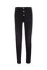 Jeans skinny in denim nero di cotone stretch con bottoni