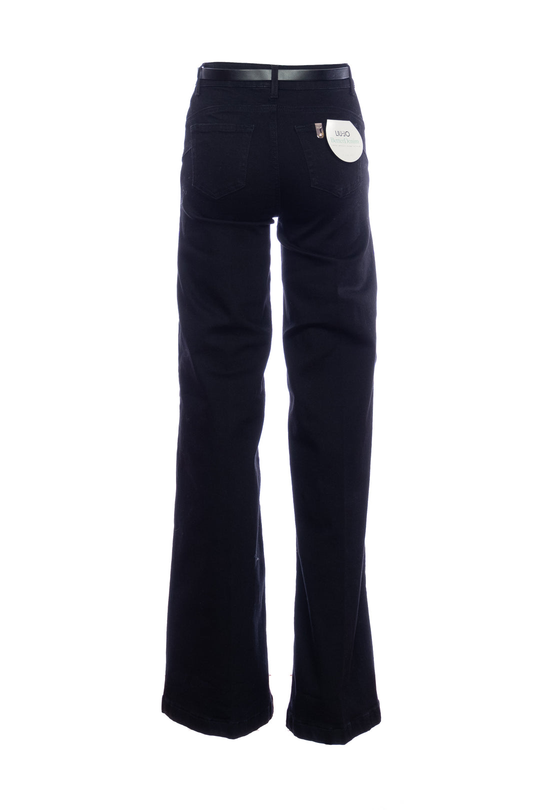 LIU JO Jeans flare bottom up in denim nero di cotone stretch con cintura - Mancinelli 1954