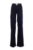 Jeans flare bottom up in denim nero di cotone stretch con cintura