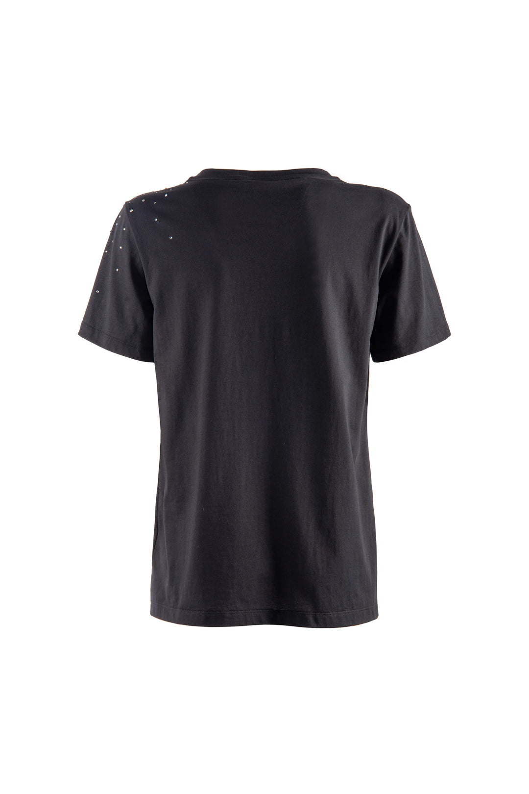 NENETTE T-shirt “Daje” nera in cotone con logo e strass - Mancinelli 1954