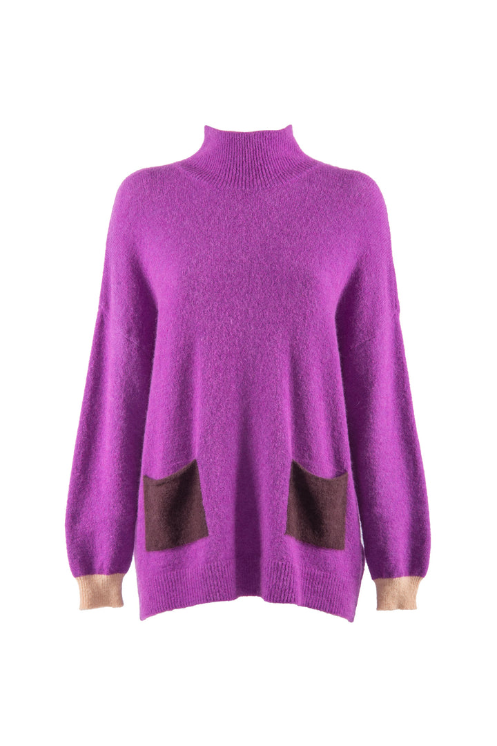 NENETTE Maglia a collo alto “Miby” lavanda in mohair - Mancinelli 1954