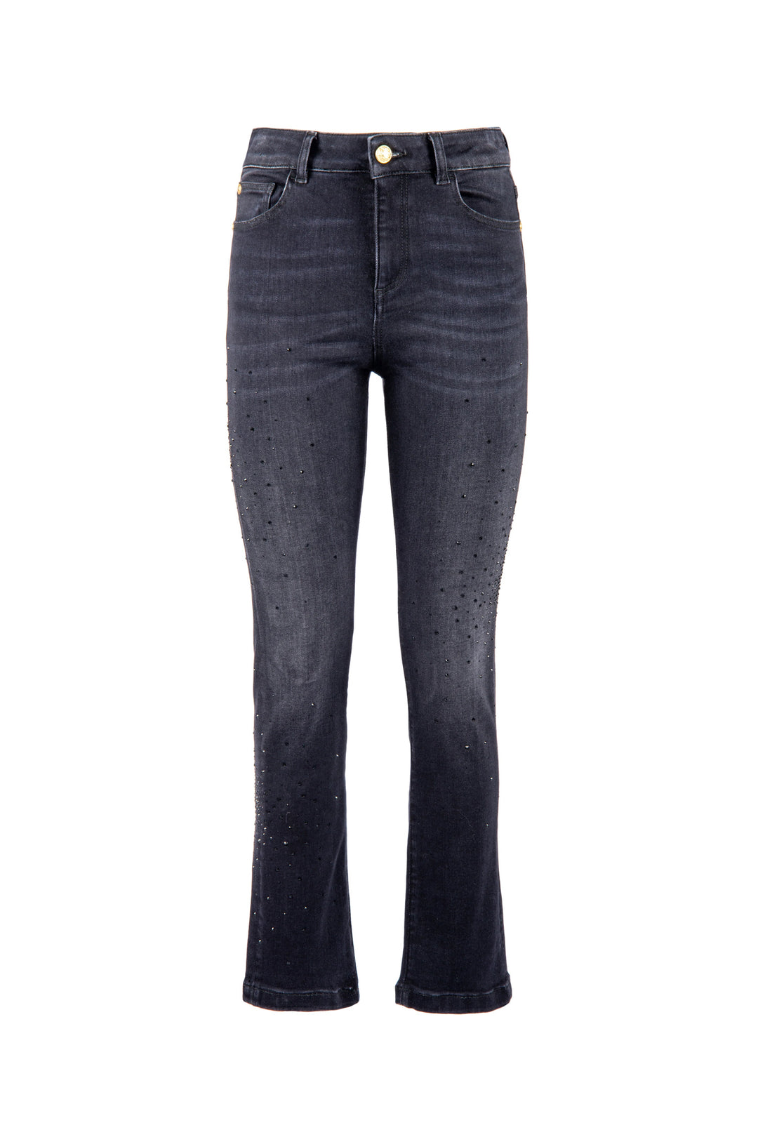 NENETTE Jeans “Shinebr” neri in denim superstretch con strass - Mancinelli 1954