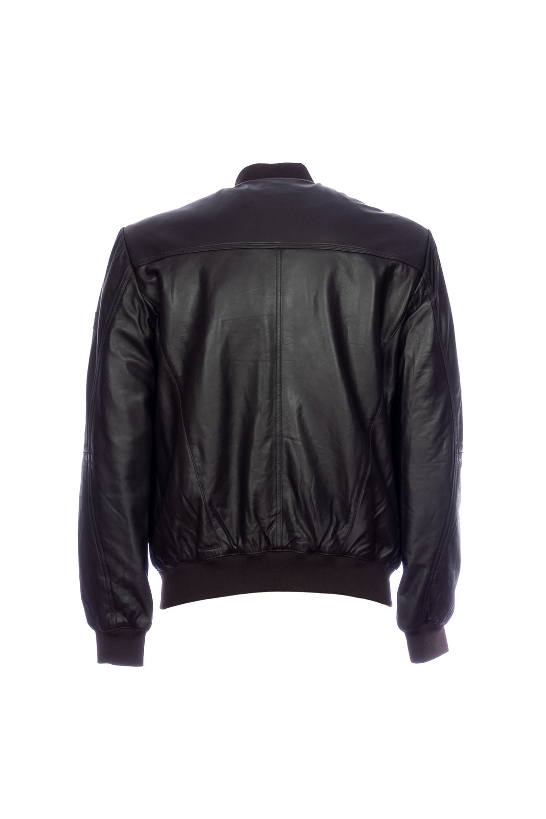 PEUTEREY Giacca biker marrone in pelle nappata con polsini in maglia - Mancinelli 1954