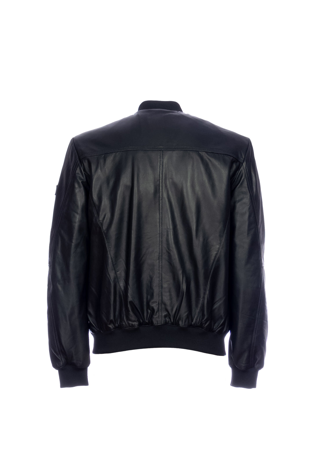 PEUTEREY Giacca biker nera in pelle nappata con polsini in maglia - Mancinelli 1954