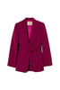 Giacca blazer viola con cintura e catena Oval T