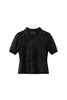 Maglia lupetto nera jacquard effetto pizzo