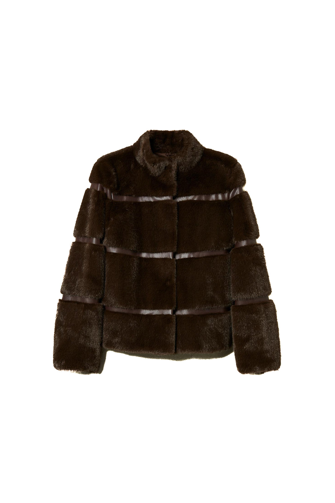 TWINSET Cappotto corto cioccolato in faux fur con intarsi - Mancinelli 1954