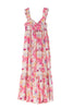 Long pink dress in floral poplin