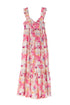 Robe longue rose en popeline fleurie