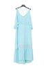 Long light blue dress with ruffles