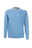 Light blue crew neck sweater in cotton