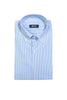 Camicia button down a righe bianche e azzurre in cotone