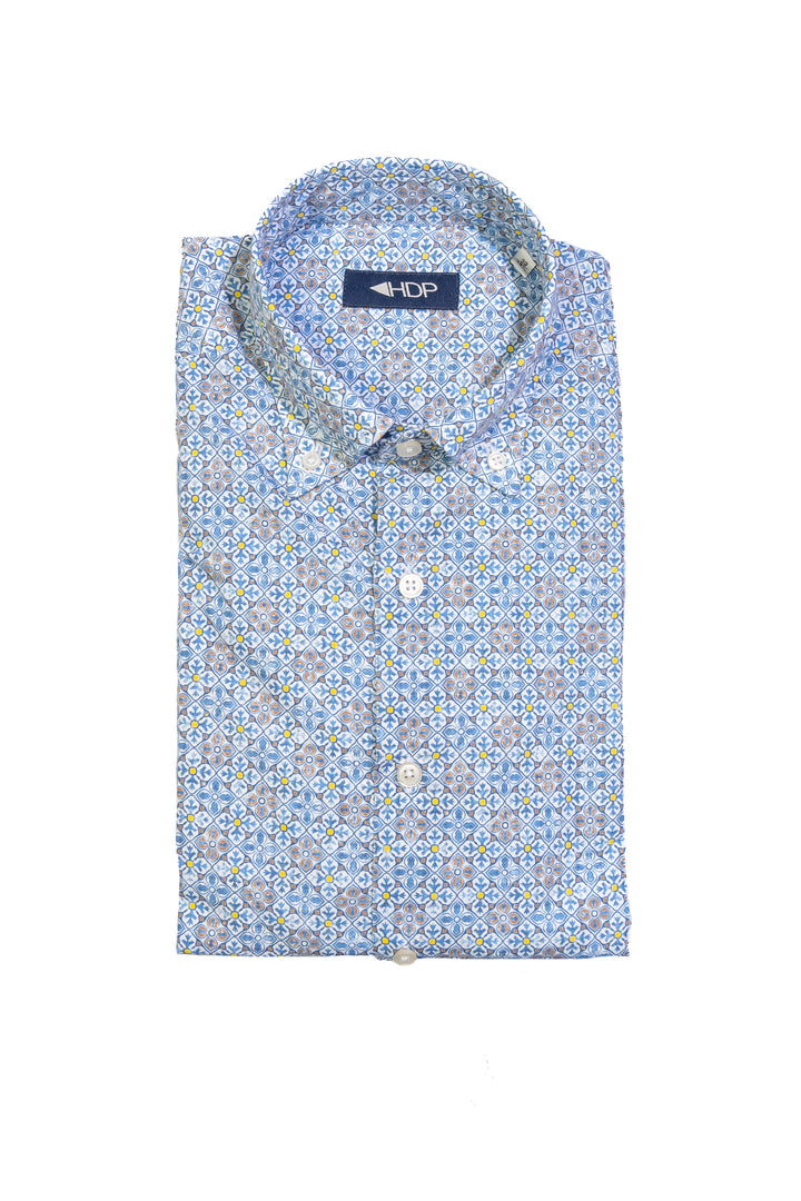 Chemise boutonnée slim bleu clair en coton à carreaux