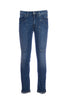 Jeans cinque tasche in denim stretch lavaggio medio con toppe