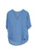 Blue satin blouse with V-neck