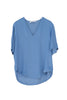 Blusa blu in raso con scollo a V