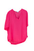 Fuchsia satin blouse with V-neck