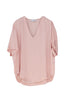 Blusa rosa in raso con scollo a V