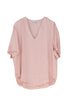 Pink satin blouse with V-neck