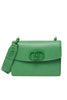 Eco-sustainable green shoulder bag with removable logo