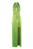 Abito “ADONE” verde kiwi in raso stretch con gonna staccabile