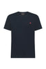 Graphite blue cotton T-shirt with logo embroidered on the chest