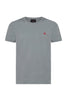 Ash gray cotton T-shirt with logo embroidered on the chest