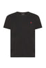 Black cotton T-shirt with logo embroidered on the chest