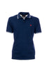 Polo blu navy in cotone stretch con colletto e maniche in contrasto
