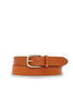 Brown leather belt with gold-tone buckle