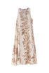 Long ivory dress in printed poplin