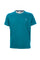 Teal cotton T-shirt with logo embroidered on the chest
