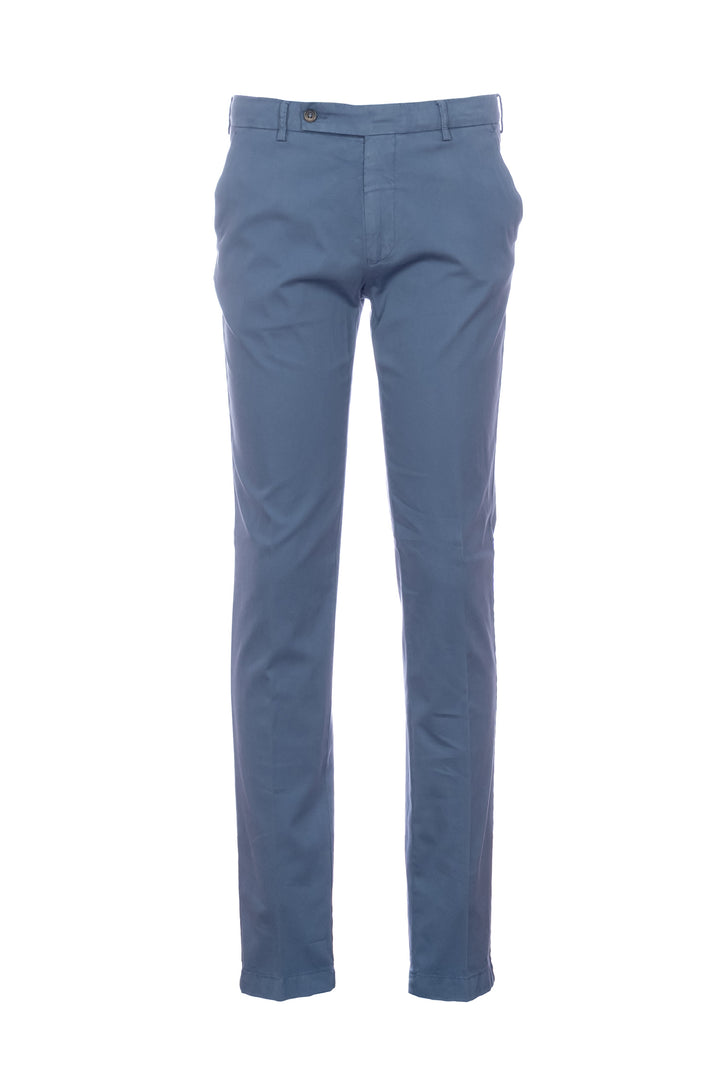 BERWICH Pantalone “MORELLO” blu in misto cotone elasticizzato e seta - Mancinelli 1954