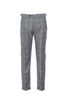 “RETRO” gray check trousers in stretch virgin wool with one pleat