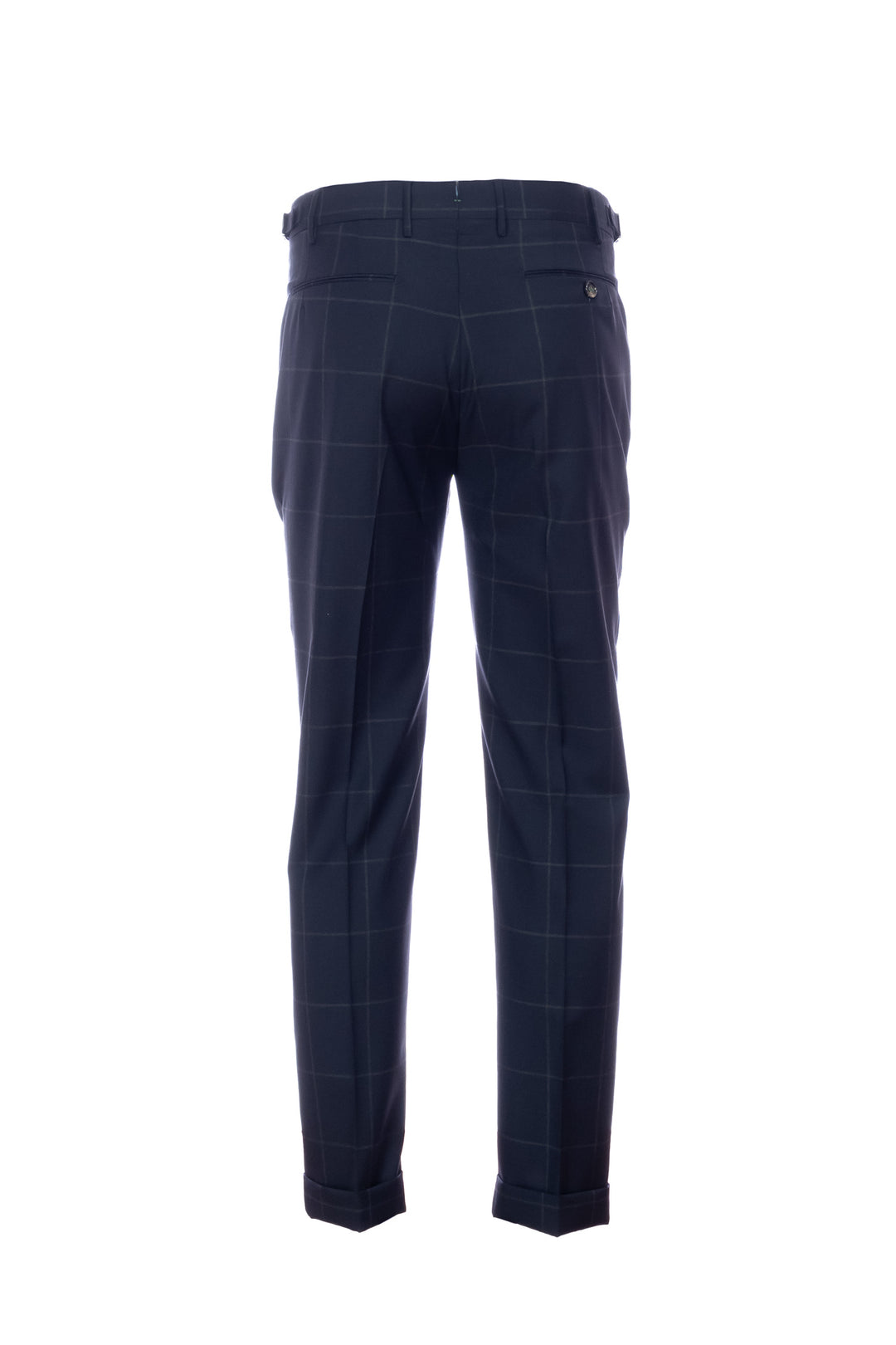 BERWICH Pantalone “RETRO” blu navy check in lana vergine elasticizzata con una pince - Mancinelli 1954