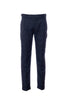 “RETRO” navy blue check trousers in stretch virgin wool with one dart