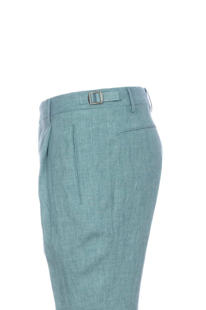 BERWICH Pantalone “RETRO” verde giada in seta con una pince - Mancinelli 1954