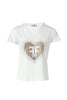 Regular white T-shirt in stretch jersey with rhinestones