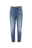 Jeans cropped in denim con lavaggio medio stone wash