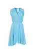 Light blue sleeveless mini dress in georgette