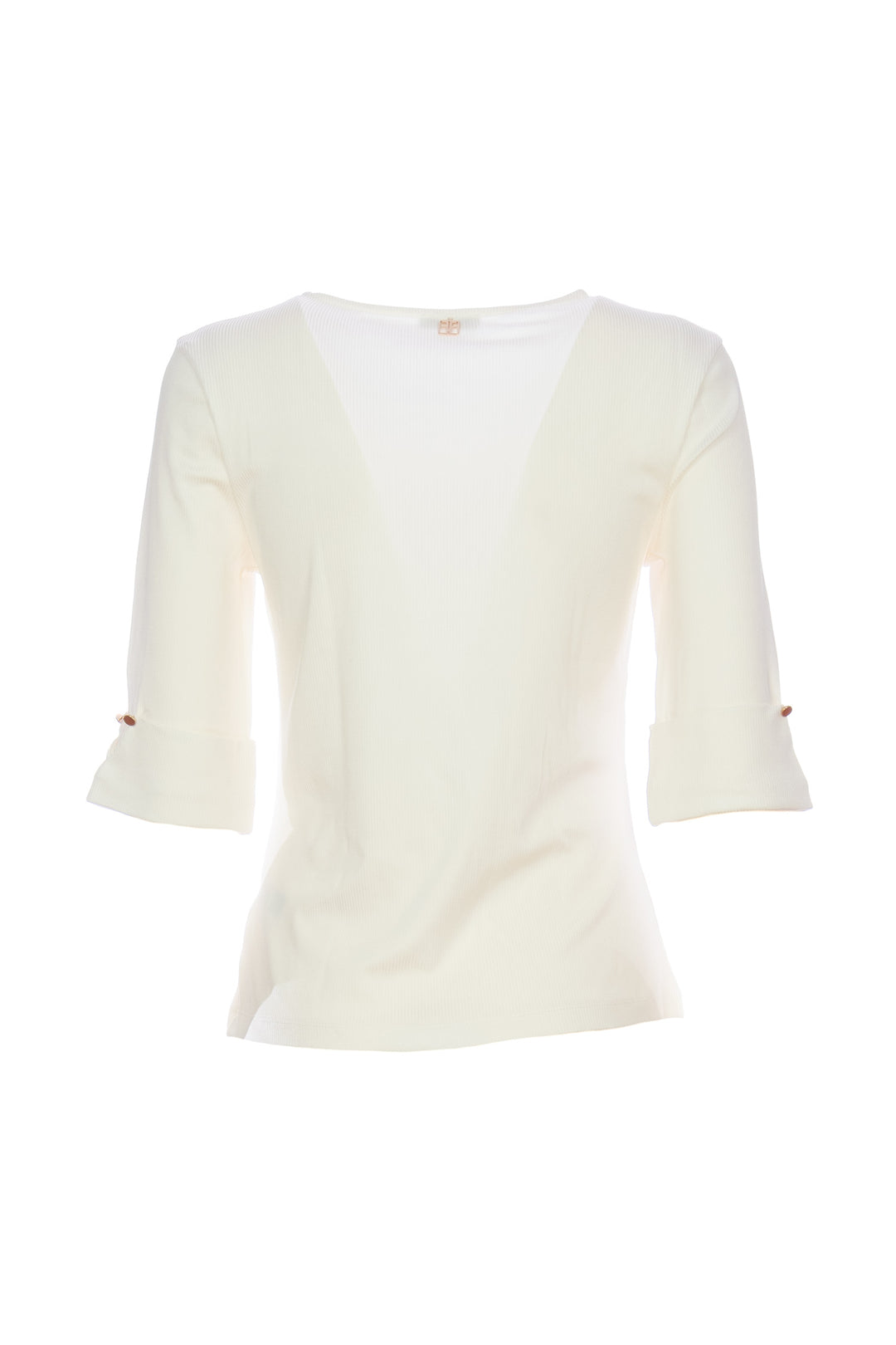 FRACOMINA Top regular bianco in jersey con scollo a V - Mancinelli 1954