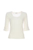 Top regular bianco in jersey con scollo a V