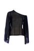 Top ampio monospalla nero in georgette