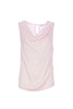 Pink satin sleeveless top with shawl neckline