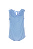 Sleeveless satin sky top with shawl neckline