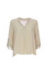 Loose sand viscose blouse with mandarin collar