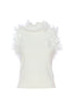 Slim cream top in jersey with ruffles