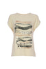 Loose sand printed T-shirt with rolled up sleeves